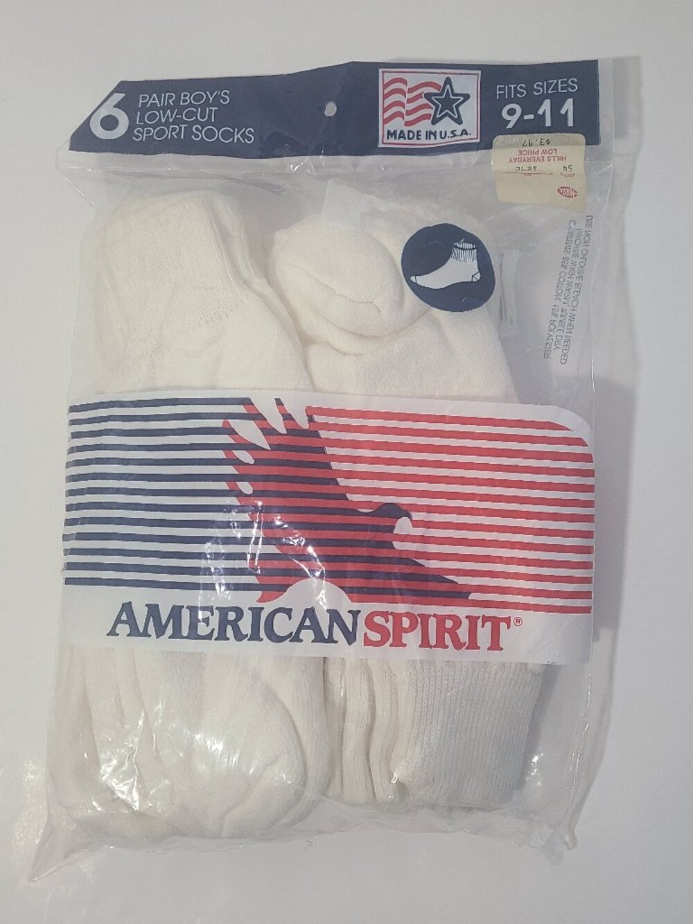 Vtg 80/90s American Spirit Low Cut Short Socks 6 Pair Boy Size 9-11 NOS Made/USA